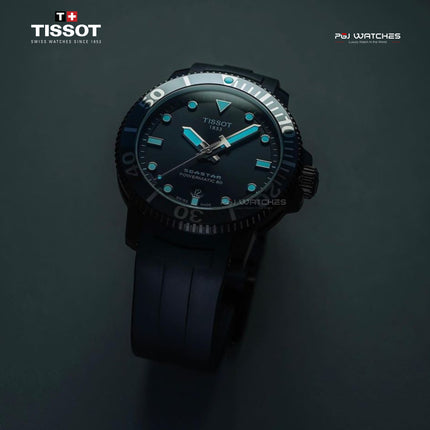 TISSOT T‑Sport Seastar 1000 Powermatic 80 Black Dial Black Rubber Strap - T120.407.37.051.00