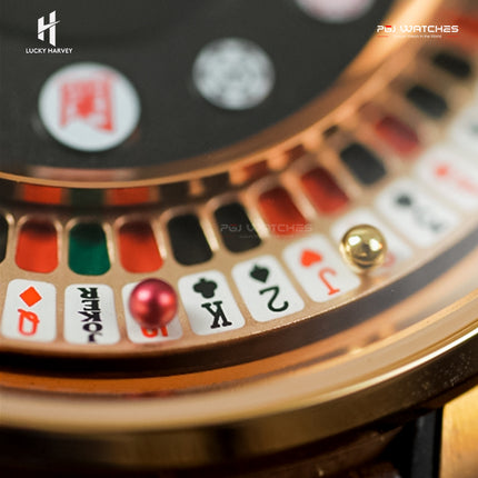 LUCKY HARVEY Asian Roulette Automatic Men’s Watch Skeleton Casino Motif