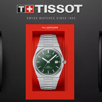 TISSOT PRX Powermatic 80 40mm T‑Classic Green Dial Stainless Steel Bracelet - T137.407.11.091.00