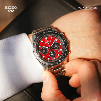 SEIKO Prospex Solar Chronograph Red Dial Stainless Steel Strap – SSC927