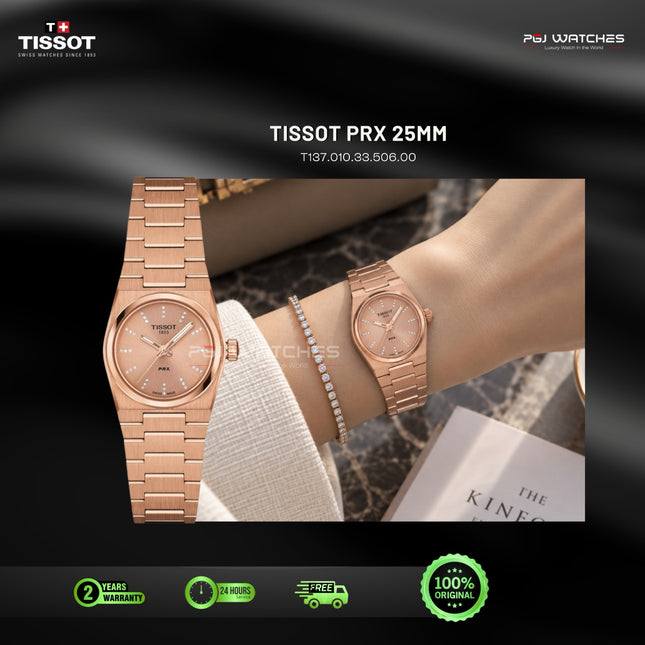 TISSOT PRX 25mm Rose Gold Diamond Dial Stainless Steel Quartz - T137.010.33.506.00