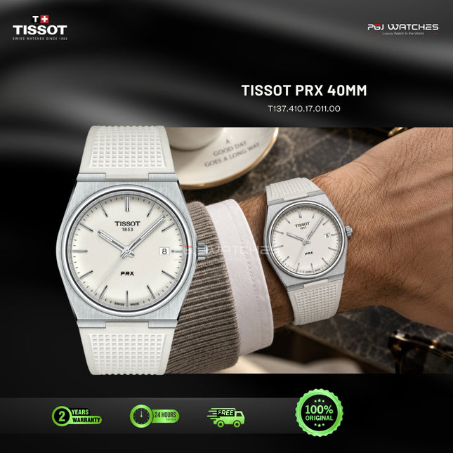 TISSOT PRX White Dial White Rubber Strap 40mm Quartz - T137.410.17.011.00