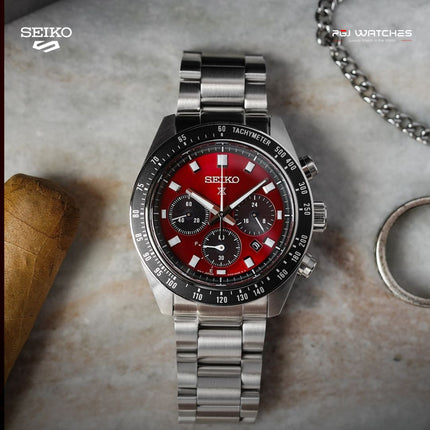 SEIKO Prospex Solar Chronograph Red Dial Stainless Steel Strap – SSC927