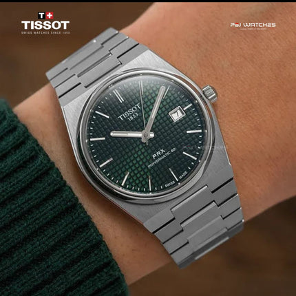 TISSOT PRX Powermatic 80 40mm T‑Classic Green Dial Stainless Steel Bracelet - T137.407.11.091.00