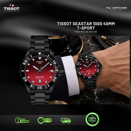 TISSOT Seastar 1000 T-Sport Red Dial Black Stainless Steel 40mm Quartz - T120.410.33.421.00
