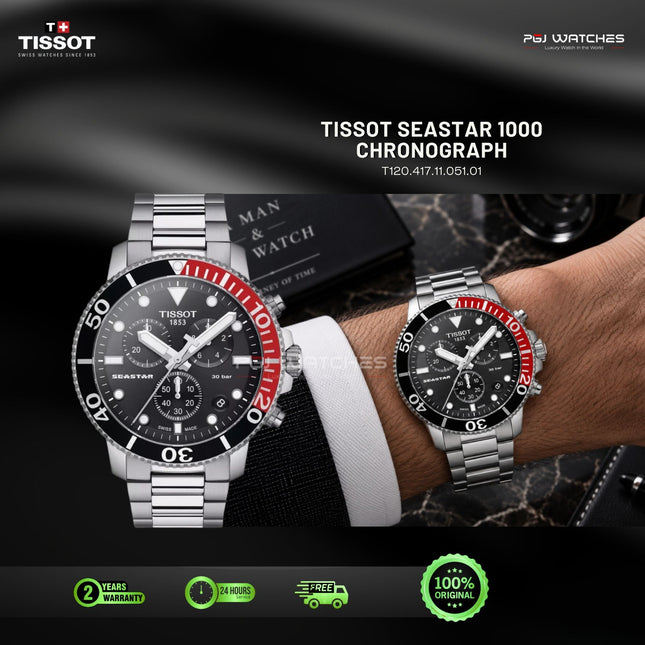TISSOT Seastar 1000 Chronograph Black Dial Stainless Steel 45.5mm Quartz - T120.417.11.051.01