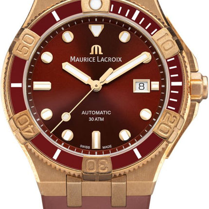 MAURICE LACROIX AIKON Automatic Bronze Red Dial Rubber Strap Limited Edition – AI6058-BRZ6B-530-6