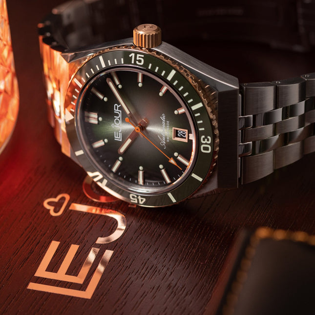 Le Jour Delmare Green Rose Gold Stainless Steel