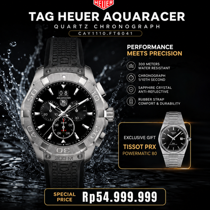 TAG HEUER Aquaracer Quartz Chronograph Rubber Strap - CAY1110.FT6041