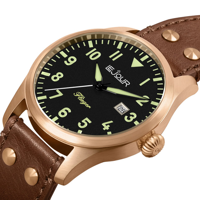 Le Jour Flieger Bronze Black Leather