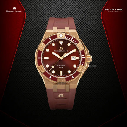 MAURICE LACROIX AIKON Automatic Bronze Red Dial Rubber Strap Limited Edition – AI6058-BRZ6B-530-6