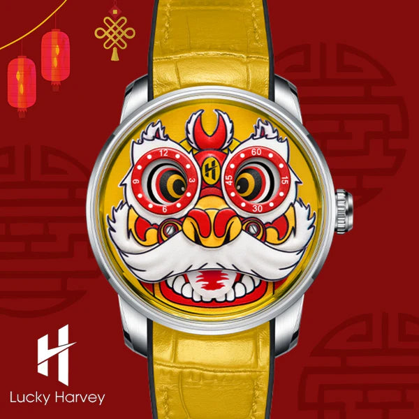 Lucky Harvey Yellow Lion Dance Moving Eye Automatic