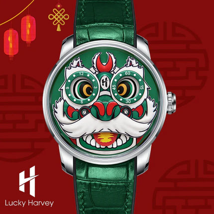 Lucky Harvey Green Lion Dance Moving Eye Automatic