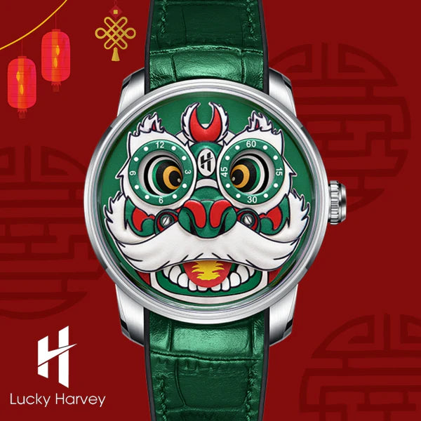 Lucky Harvey Green Lion Dance Moving Eye Automatic