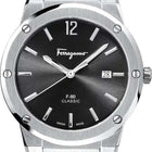 SALVATORE FERRAGAMO F-80 Quartz Classic Black Dial Black Snake Leather Strap Watch - SFDT00619