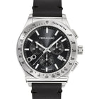 SALVATORE FERRAGAMO Chrono Black Dial Black Sapphire Leather Strap Watch - SFKZ00123