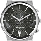 SALVATORE FERRAGAMO Chrono Black Dial Silver Steel Strap Watch - SFME00321