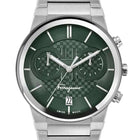 SALVATORE FERRAGAMO Chrono Green Dial Silver Steel Strap Watch - SFME00421