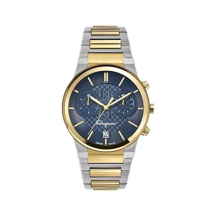 SALVATORE FERRAGAMO Chrono Blue Dial Silver Gold Steel Two Tone Strap Watch - SFME00521