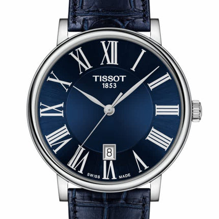 TISSOT Carson Premium Quartz Blue Dial Leather Strap 40 mm – T122.410.16.043.00