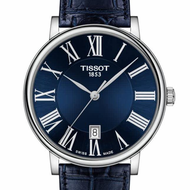 TISSOT Carson Premium Quartz Blue Dial Leather Strap 40 mm – T122.410.16.043.00