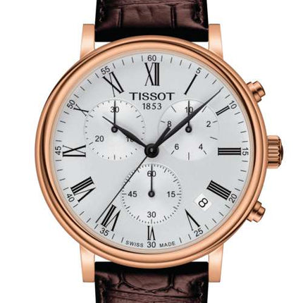 TISSOT Carson Premium Silver Dial Brown Leather Strap Chronograph Quartz 41 mm – T122.417.36.033.00