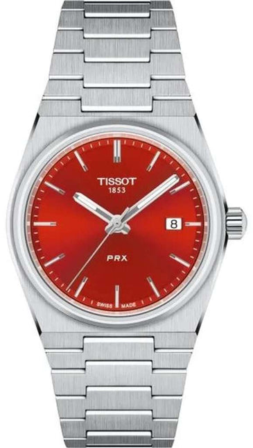 TISSOT PRX 40mm T-Classic Red Dial Stainless Steel Strap - T137.210.11.421.00