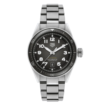 TAG HEUER Autavia Calibre 5 42mm Black Dial Steel Strap - WBE5114.EB0173