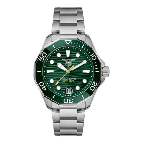 TAG HEUER Aquaracer Professional 300 Date 42mm Green Dial Steel Bracelet - WBP5116.BA0013