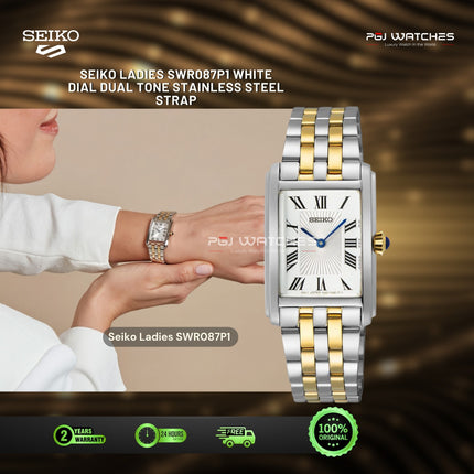 SEIKO Quartz Ladies Rectangular Two-Tone - SWR087P1