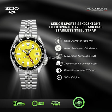 SEIKO 5 Sports GMT “SKX” Yellow Dial - SSK017K1
