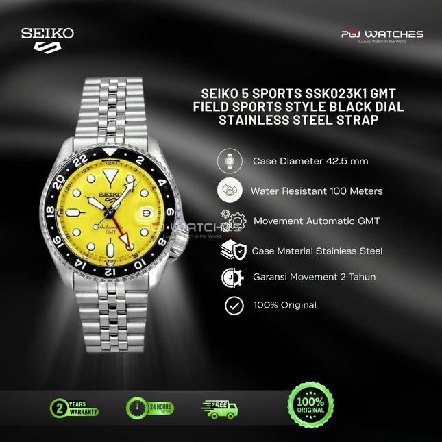 SEIKO 5 Sports GMT “SKX” Yellow Dial - SSK017K1