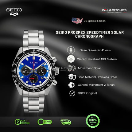 SEIKO Prospex Solar Chronograph Blue Dial Stainless Steel Strap - SSC931