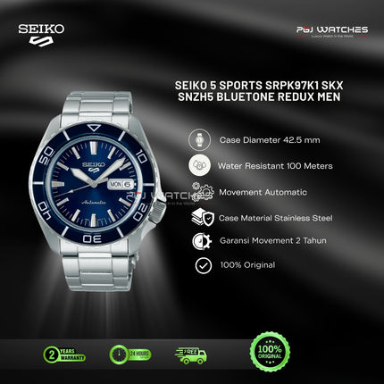 SEIKO 5 Sports Automatic Blue Dial Stainless Steel Strap - SRPK97K1