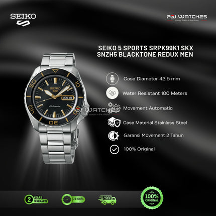 SEIKO 5 Sports Automatic Black Dial Stainless Steel Strap - SRPK99K1