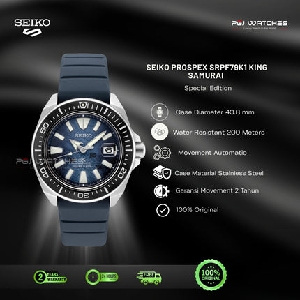 SEIKO Prospex “King Samurai” Save The Ocean Manta Ray 200m Automatic Blue Dial - SRPF79K1