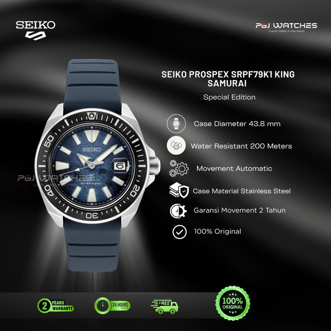 SEIKO Prospex “King Samurai” Save The Ocean Manta Ray 200m Automatic Blue Dial - SRPF79K1