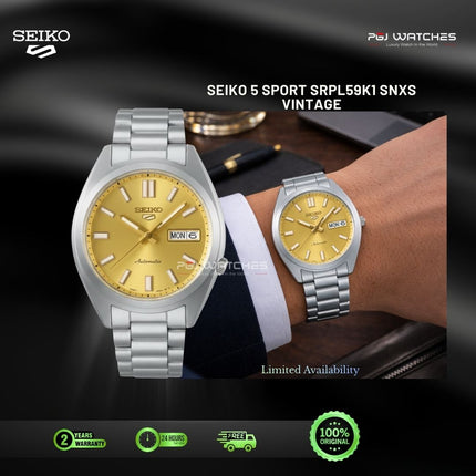 SEIKO 5 Sports SNXS Gold Dial Steel Strap Vintage Series Automatic 37.4 mm - SRPL59K1