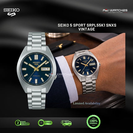 SEIKO 5 Sports SNXS Dark Blue Dial Steel Strap Vintage Series Automatic 37.4 mm - SRPL55K1