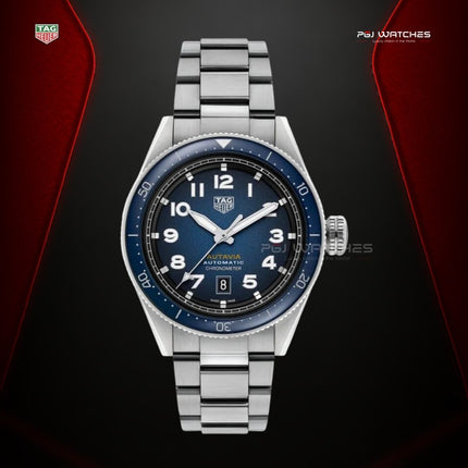 TAG HEUER Autavia Calibre 5 42mm Blue Dial Steel Strap - WBE5116.EB0173