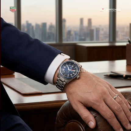 TAG HEUER Autavia Calibre 5 42mm Blue Dial Steel Strap - WBE5116.EB0173