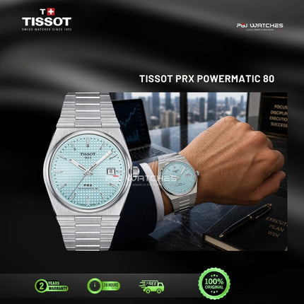 TISSOT PRX Powermatic 80 Ice Blue Dial Stainless Steel 40mm Automatic Watch - T137.407.11.351.00