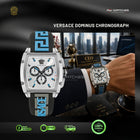 VERSACE Dominus Chronograph Quartz Silver Dial Black Rubber Strap 42mm - VE6E00423