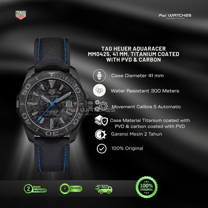 TAG HEUER Aquaracer Calibre 5 Carbon Dial Titanium PVD Black 41mm - WBD218C.FC6447