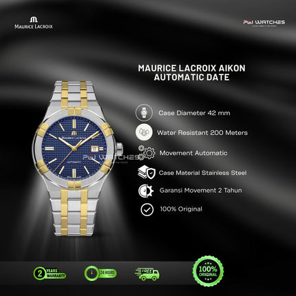 MAURICE LACROIX Aikon Automatic Blue Dial Two Tone Stainless Steel 42mm - AI6008-SY013-432-1