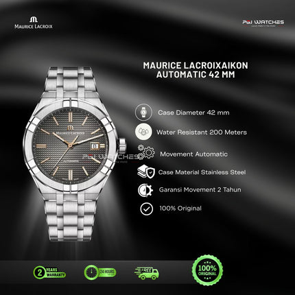 MAURICE LACROIX Aikon Automatic Grey Dial Stainless Steel 42mm - AI6008-SS002-331-1