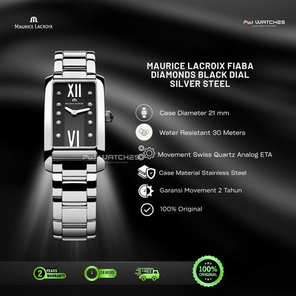MAURICE LACROIX Fiaba Diamonds Black Dial Stainless Steel Ladies Watch - FA2164-SD532-310