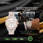 SALVATORE FERRAGAMO Chrono Silver Dial Two Tone Rose Gold Stainless Steel 44mm - SFKZ00623