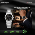 SALVATORE FERRAGAMO F-80 Classic Black Dial Stainless Steel 41mm Quartz - SFDT02423