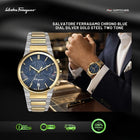 SALVATORE FERRAGAMO Chronograph Blue Dial Two Tone Stainless Steel 44mm - SFME00521